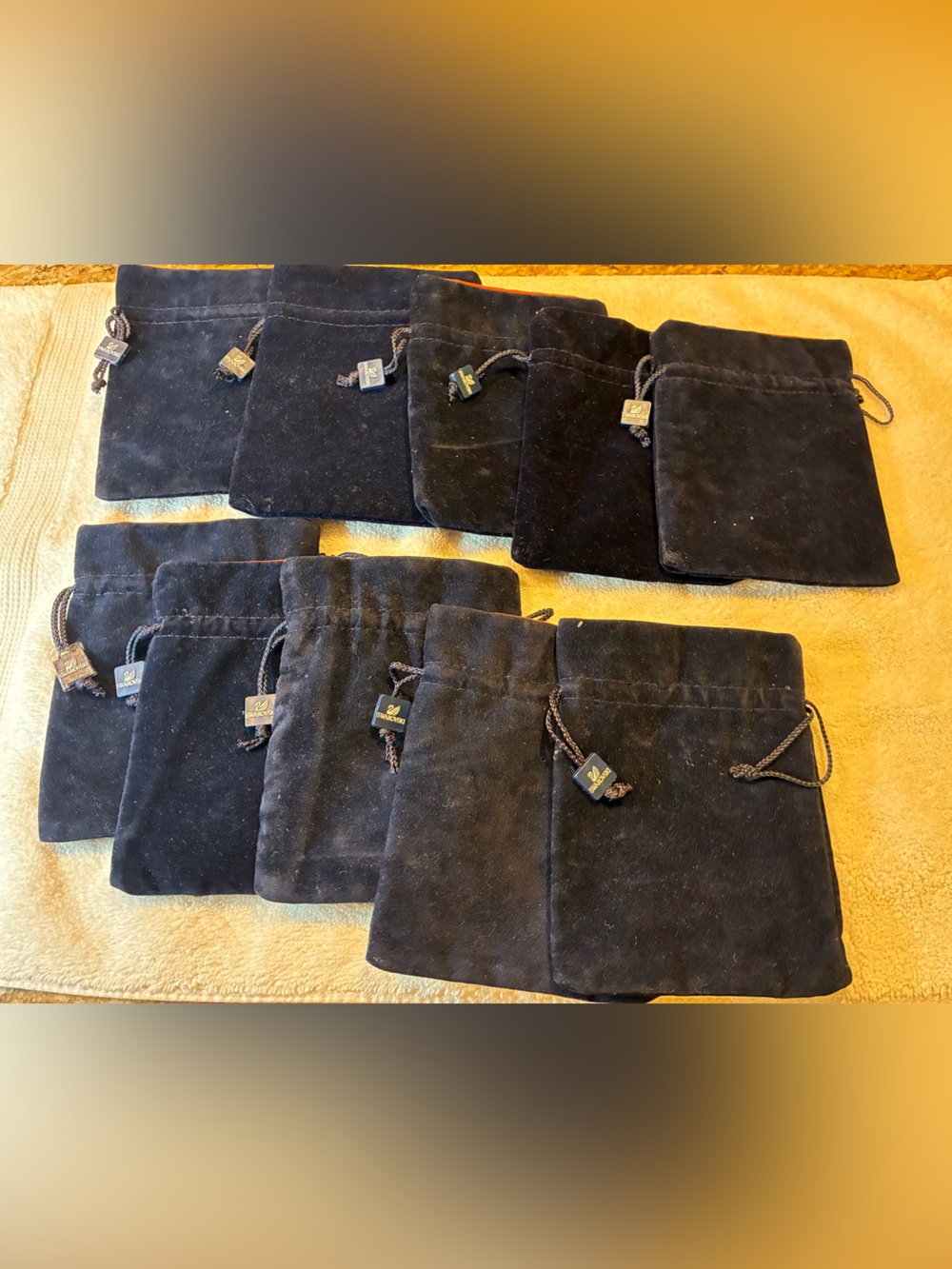 Swarovski Blue Velvet Drawstring Accessory Pouches - Pack of 10